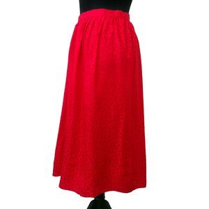 Vintage Red 1980s 100% Silk Skirt